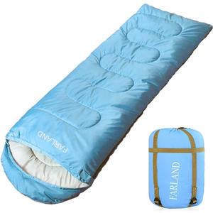 FARLAND Sleeping Bags 30 for Adults Teens Kids with Compression Sack Portable and Lightweight for 3-4 Season Camping, Hiking,Waterproof, Backpacking and Outdoors (Medium(87"x 29.5"), Sky Blue (L Zip))