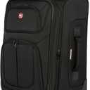 SWISSGEAR Sion Softside Expandable Spinner Luggage Durable Lightweight Travel Suitcase, Black, Checked-Medium 25-Inch