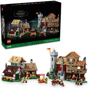LEGO Icons Medieval Town Square Build and Display Model, Classic Castle Set Reimagined with 8 Medieval Minifigures, Explore the Medieval Village of Felsa in this Building Set for History Lovers, 10332 LEGO Icons Medieval Town Square Build and Display Model, Classic Castle Set Reimagined with 8 Medieval Minifigures, Explore the Medieval Village of Felsa in this Building Set for History Lovers, 10332