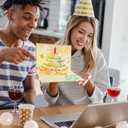 2 x CANREVEL 3D Pop Up Birthday Cards,Warming LED Light Birthday Cake Music Happy Birthday Card Postcards Greeting Cards for Mom,Wife,Sister,Boy,Girl,Friends - Gold