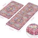 KIMODE Anti Fatigue Kitchen Mat, 17"x47"+17"x29" Boho Vintage Kitchen Rugs Sets of 2, Non-Slip Kitchen Mats for Floor, Cushioned Kitchen Floor Mats for Sink, Laundry, Office, Desk,Fuchsia/Multi
