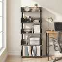 Furinno Turn-N-Tube Book Shelf, 5-Tier Bookshelf, Bookcases, French Oak