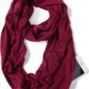 Elzama Infinity Loop Solid Color Scarf With Hidden Zipper Pocket For Women - Lightweight Travel Neck Wrap (03-burgundy)