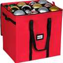 Christmas Extra Large Ornament Storage Container - Box Stores Up to 48  6 Ornaments  With 4 Individual Trays -Heavy Duty 600D Tear Resistant Material, Zippered, Adjustable Dividers.
