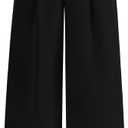 KIRUNDO Wide Leg Dress Pants for Women High Waisted Office Work Trousers Business Casual Slacks Button Flowy Palazzo Pant L