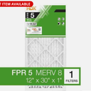 12x30x1 in. Standard Pleated Furnace Air Filter Performance FPR 5 MERV 8 3 Pack