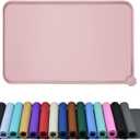 Waterproof Pet Feeding Mat with High Raised Edges, Heavier and Thicker Placemats for Cat Dog Water Bowl with BPA Free, Dogs Cats Food Mats for Messy Drinkers to Prevent Spill and Protect Floors (18.5" x 11.5", Misty Rose)