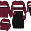 PATPAT Family Matching Outfits Fall Winter Cotton Long Sleeve Bodycon Dresses and Sweatshirts Tops Sets (L)