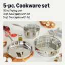 Amazon Basics Stainless Steel Cookware Set, 5-Piece, All Cooktop Friendly, Dishwasher-Safe, Induction Compatible