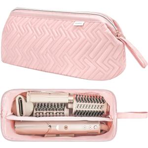 Leudes Hair Tools Travel Bag for Shark Flexstyle Carrying Case Portable Shark Hair Air Wrap Dryer Case Waterproof Dustproof Flat Curling Iron Travel Organizer (Pink) (467.17 cubic inches)