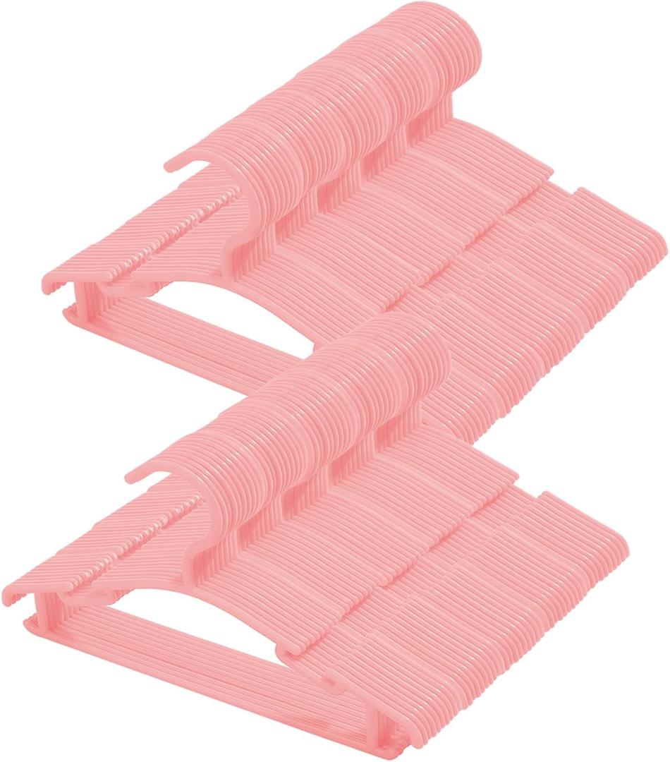100 Pack Pink Baby Clothes Hangers,Kids Plastic Hangers for Closet,Toddler,Infant,Child,Newborn's Coat Hangers Ideal for Laundry and Nursery's Everyday Standard Use