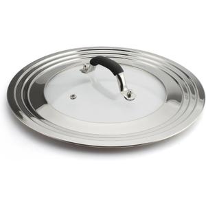 15 inch Large Universal Lid for 11-15" Pans Pots, Stainless Steel Pan Lid Cover for 11 12 13 14 15 In Cast Iron Skillets Frying Pans Woks