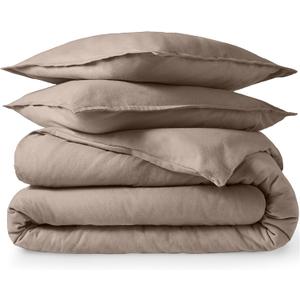 Bare Home Flannel Duvet Cover Set - Full - 100% Cotton, Velvety Soft Heavyweight Premium Flannel, Double Brushed - Includes Sham Pillow Covers (Full, Taupe) (04 - Taupe (No Comforter))