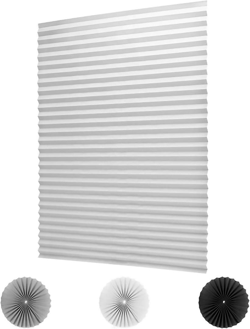 LUCKUP 6 Pack Cordless Light Filtering Pleated Fabric Shade,Easy to Cut and Install, with 12 Clips (48"x72" - 6 Pack, White)