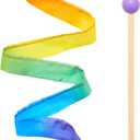 Sarah's Silks Mini Rainbow Streamer - Long Ribbon Wand for Kids, Pretend Play, Dance, Baton Stick Twirling, and Gymnastics Party Favors | 100% Silk and Wood Montessori and Waldorf Toys (1) (Rainbow)