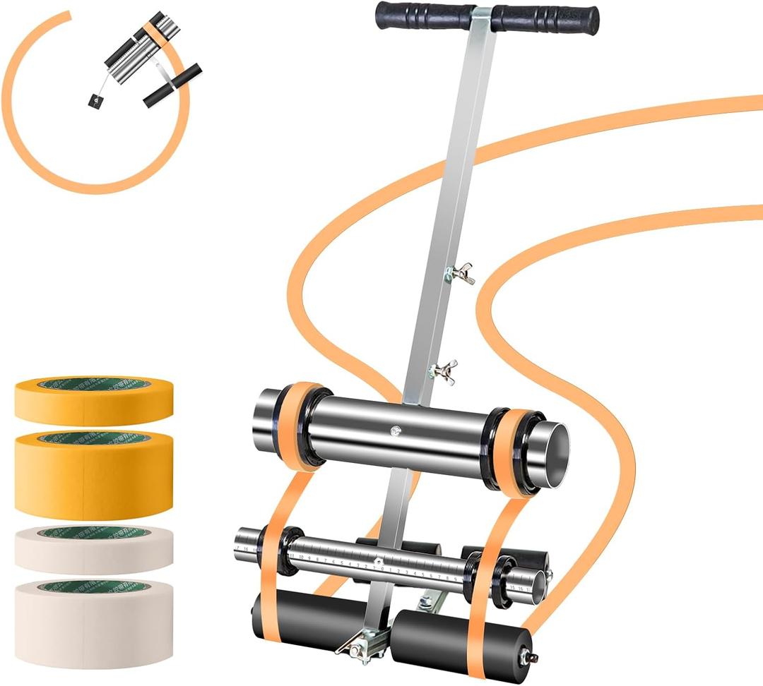 Court Line Tape Machine, with Drawing Circle Kit, Parking Lot Striping Machine for Driveway, Asphalt or Concrete, Basketball Courts, Pickleball Court, Road Warning (stainless steel)