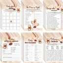 Jetec 302 Pcs Bear Baby Shower Games Set 6 Games Include Baby Shower Word Scramble Word Search Predictions and Advice the Price is Right Guess Mom or Dad(Brown Bear)
