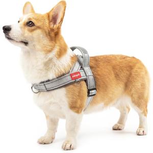 No Pull Dog Harness with Handle, French Bulldog Adjustable Reflective Dog Vest, Breathable Air Mesh Padded Pet Harness with Front Leash Clip for Dogs, Light Grey, L