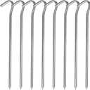 AAGUT Tent Stakes Heavy Duty Metal 9 Inch, 8 Pack Rust-Resistant Galvanized Steel Camping Stake Garden Edging Fence Hooks Yard Tent Pegs for Inflatable, Tarp, Outdoor Christmas Decorations