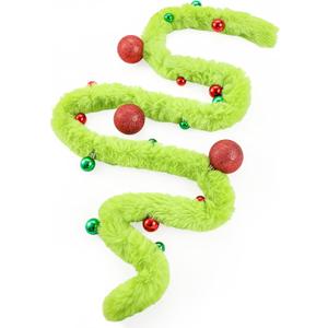 6 Feet Christmas Garland Decorations Xmas Lime Green Faux Fur Ribbon Trim with Red Green Balls Xmas Tree Winding Furry Stripe for Mantel Fireplace Decoration Indoor Outdoor Table Decor