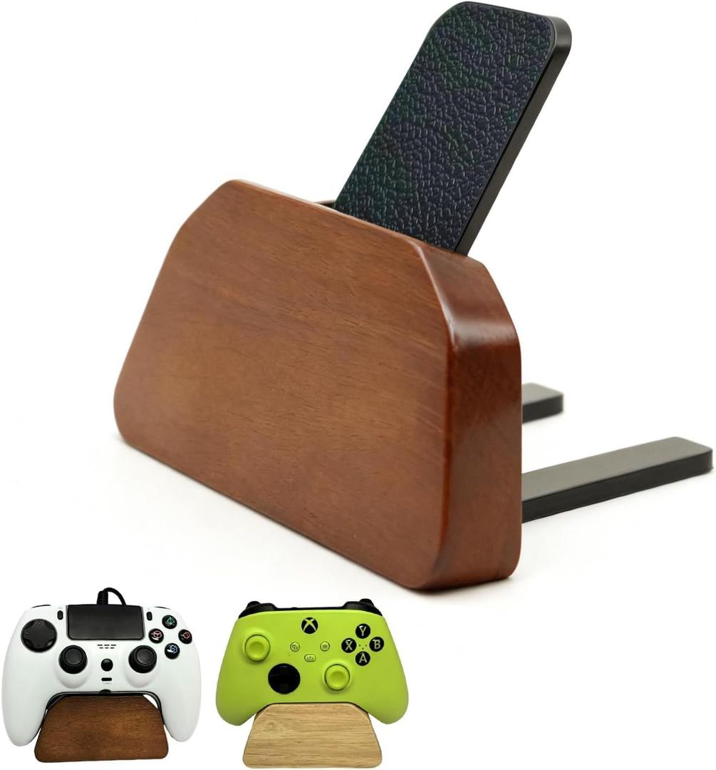 Solid wood gamepad stand, game equipment, controller stand, suitable for Xbox, PS4, PS5, is a good helper for organizing gamepads on the desk, and also the best gift for your son, husband, boyfriend