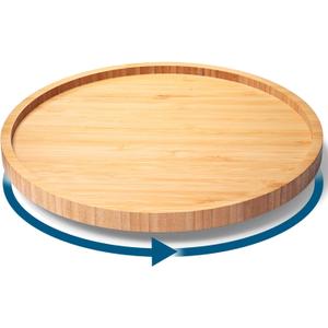 Lazy Susan Organizer for Kitchen,Bamboo Turntable for Cabinet,Pantry,Vanity,MiddleNatural (9.8in)