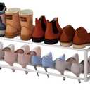 Expandable Wall Mounted Shoe Rack, 17"-31" Adjustable Hanging Shoe Rack Holds 8 Pairs, Heavy Duty Metal Shoe Holder with 2 Storage Hooks, Space Saving for Entryway Closet DoorwayWhite (1PACK)