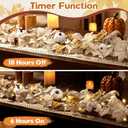 Waipfaru 2Pcs 5.8ft Fall Garland with Lights, Mantle Fireplace Autumn Garland with Pumpkins, Berries, Silk Material, White, L-Shaped, Indoor/Outdoor Porch Thanksgiving Halloween Decorations