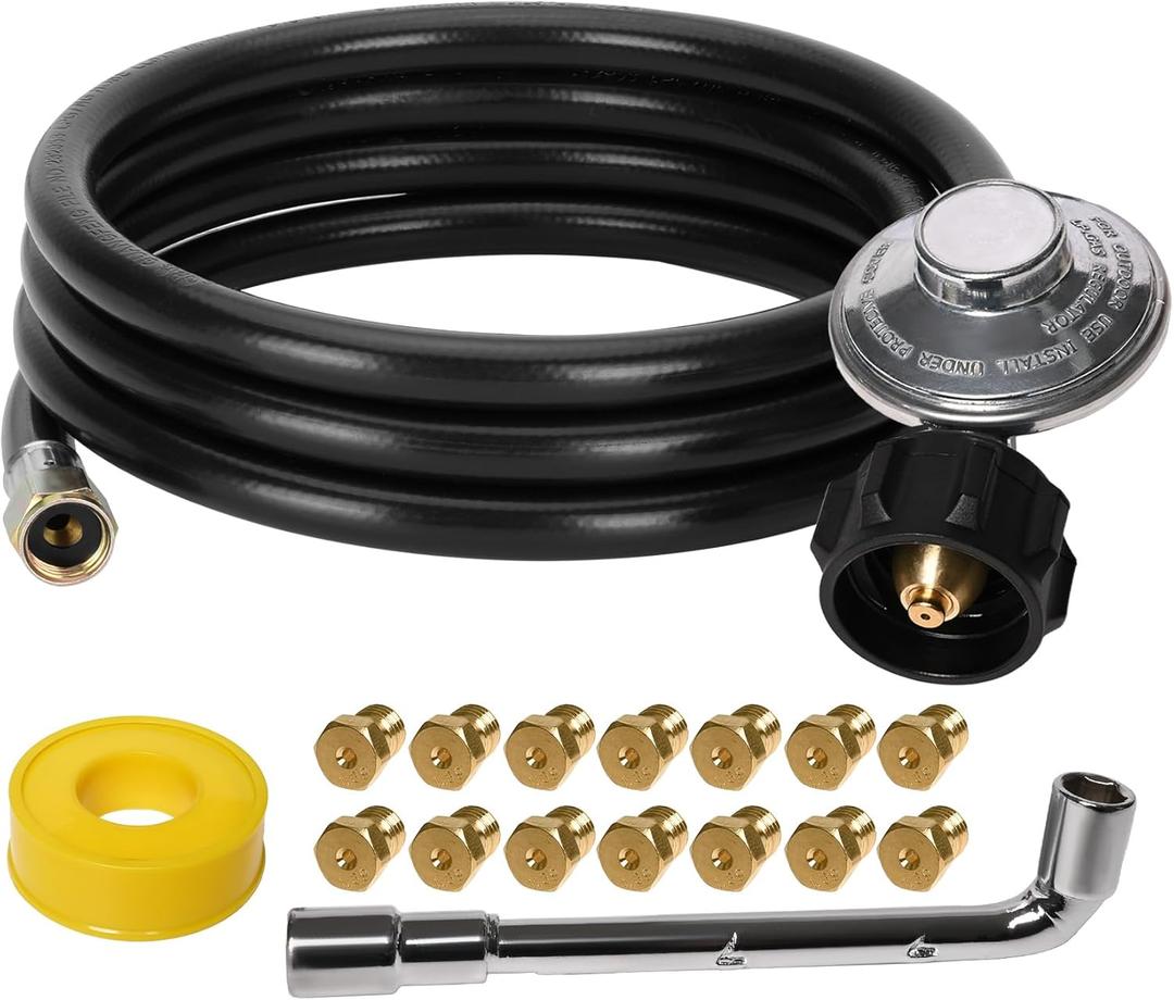 Natural Gas to Propane Conversion Kit for Weber Genesis or Genesis II Grill and for Weber Spirit II 310/315,Includes 5FT Propane Regulator Hose,14 Orifice Adapter in 2 Sizes