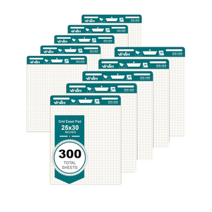 ViVin Grid Sticky Easel Pad, 25 x 30 Inches Flip Chart Paper for Teachers and Students, Large Self Stick Easel Paper for School & Office, 30 Sheets/Pad, 10 Pads/Pack