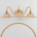 Vintage Bathroom Vanity Light Fixture, 3-Light Antique Matte Brass Finish with Amber Flower-Shaped Glass Shades, E26 Base, 25.2 Inch Over Mirror
