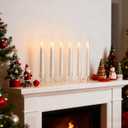 White Flameless Window Candles, Battery Operated Taper Candles, 6 Pcs Christmas LED Candlesticks, Acrylic Christmas Flickering Candlelights with Remote Timer H9.45