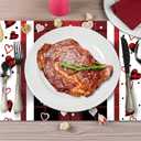 Red Black Love Paper Placemats Disposable 50Pcs Placemats Seasonal Holiday Paper Table Mats for Home Kitchen Dining Table Party Decoration