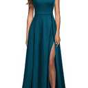 MUSHARE Women's Halter Neck Sexy Split Cocktail Party Maxi Long Formal Dress, M