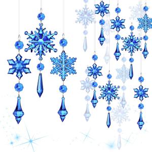 Boao Royal Blue 15 Pcs Crystal Snowflake Ornaments for Winter Valentine Acrylic Snowflake Wonderland Decorations for Party Favor Celebration