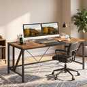 YATINEY 63" Computer Desk with Power Outlets, Gaming Desk, Large Office Executive Desk Workstation, Business Furniture for Home Office, Study, Rustic Brown and Black DN16UBR, 63"L x 27.6"W x 29.9"H