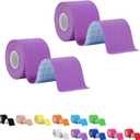 Regular Kinesiology Tape Uncut 2 Rolls, Original Cotton Athletic Sports Tape for Muscle Joint, Pain Relief for Knee Elbow Wrist Ankle Shoulder, 2 in x 16.4 Ft, Purple