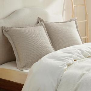 Bedsure Waffle Weave Euro Sham Covers, 26" x 26" Pillow Covers 2 Pack, 100% Cotton Euro Pillow Covers with Envelope Closure for Gift, Home Decor, Throw Pillow Covers for Bed Sofa Couch, Natural/Linen