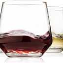 Stemless Wine Glasses Set of 4, 13.5oz Red White Wine Glasses for Daily Use, Hosting, Home Bar, Evening Party, Birthdays, Housewarming Gift, Clear