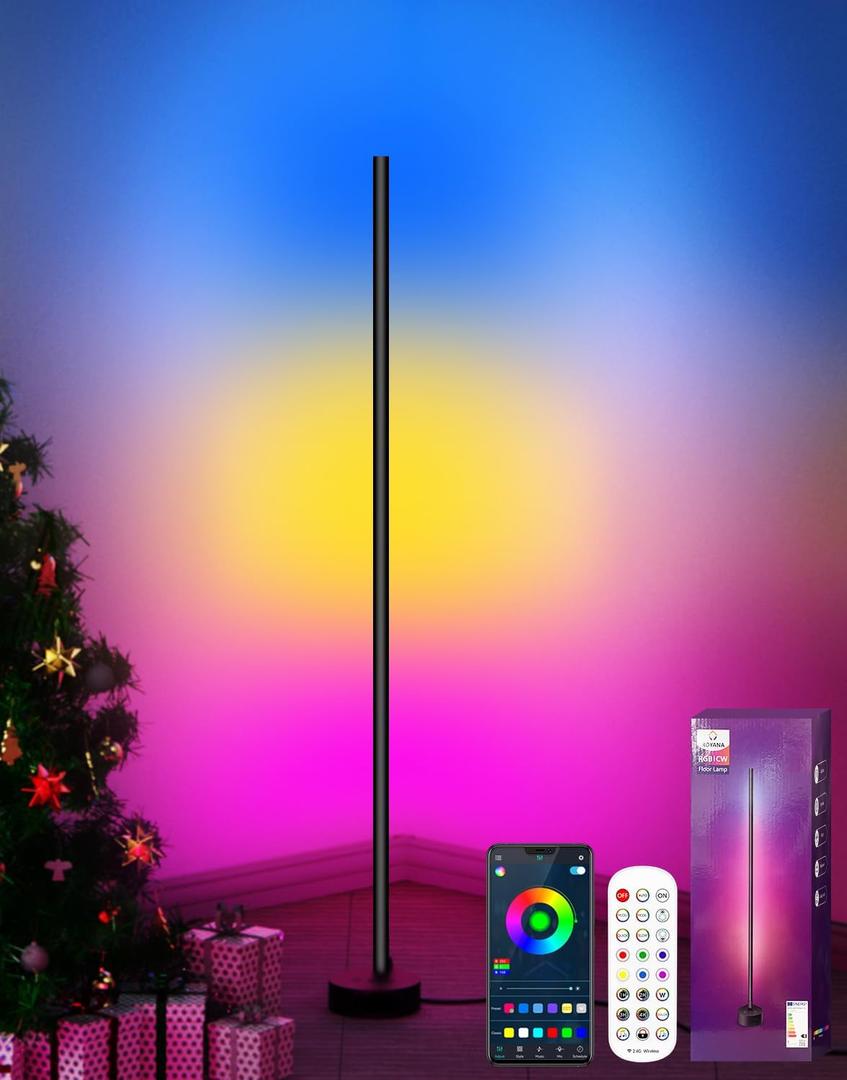 LED Floor Lamp, Living Room, Dimmable Floor Lamp, 55 Inch RGB Floor Lamp with Remote Control and Bluetooth App, Colour Changing LED Floor Lamp with Music Sync, Modern Floor Lamp Dimmable for Bedroom [Energy Class G]