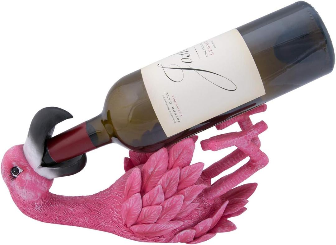 Beachcombers Flamingo Pink Tropical Coastal Nautical Beach House Tabletop Rack Figure Collectible Wine Bottle Holder Pink