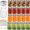 20 Pack 12 oz Mason Jars with Lids and Bands, Regular Mouth Glass Canning Jars with Labels and Brusher for Storage, Canning & Preserving, Dishwasher & Microwave Safe