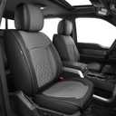 AOMSAZTO for Ford F150 Seat Covers 2026-2025-2024-2009 F250 F350 2017-2026
F450 Super Duty XL XLT STX Lariat Super Crew Cab Full Set Premium Breathable Leather Truck(5 Seats,Black & Grey)