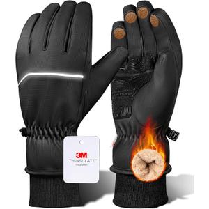 GXCROR Waterproof Winter Gloves for Men & Women, Touchscreen 3M Thinsulate Thermal Gloves for Skiing, Cycling, Snow Shoveling & Outdoor Work, Locked-in -20 Warmth (Large)