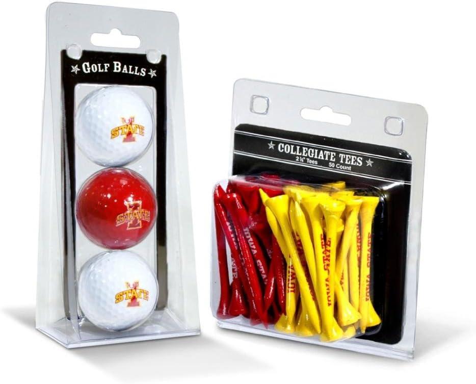 Team Golf NCAA Logo Imprinted Golf Balls (3 Count) & 2-3/4" Regulation Golf Tees (50 Count), Multi Colored (One Size, Multi Team Color)