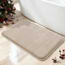 Yimobra Memory Foam Bath Mat, Super Soft Absorbent Bathroom Rug Non Slip, Quick Dry, Machine Washable Floor Carpet for Tub Shower, Home Decor Accessories, 24x17, Beige
