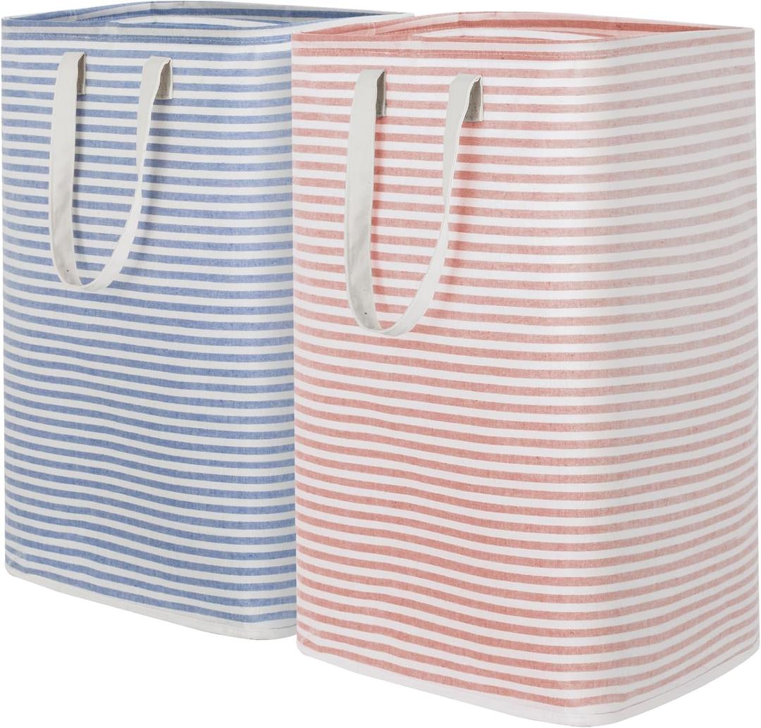Lifewit 2 Pack Laundry Hamper Large Collapsible Laundry Basket, Freestanding Waterproof Cloth Hamper with Easy Carry Handles in Laundry Room Bedroom Bathroom Dorm for Adult, Pink&Blue, 2 x 80L