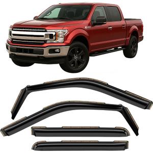 Voron Glass in-Channel Extra Durable Rain Guards for Trucks Ford F150 2015-2020 SuperCrew (fit for Ford F250-F550 17-25), Window Deflectors, Vent Window Visors, 4 Pieces - 220018