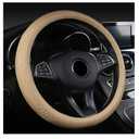 AUCELI Car Steering Wheel Cover, 14 1/2-15 inch Non-Slip Soft Breathable Leather Automotive Steering Wheel Protecteor, Vehicle Accessories for Men Women, Universal for SUV, Truck, RV（Beige）