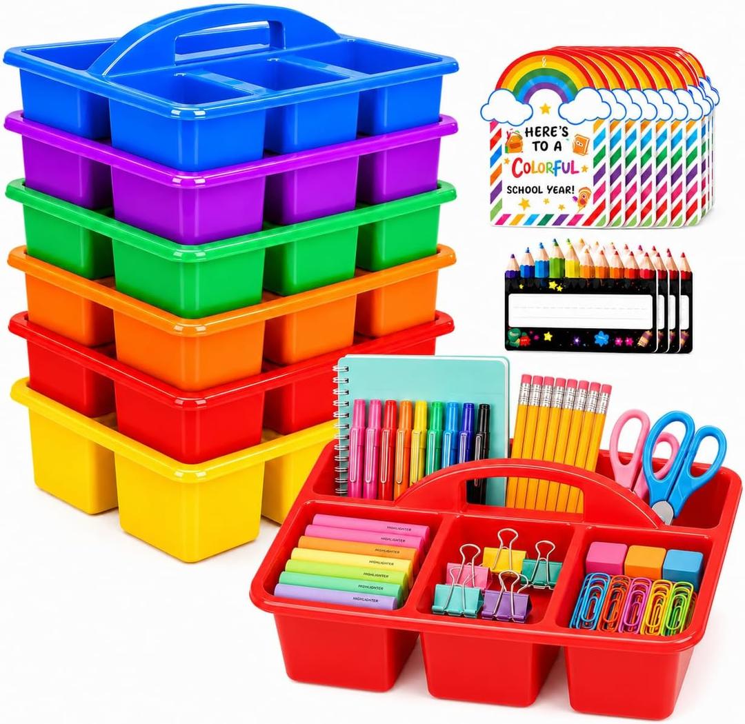 6 Pack Large Colorful Back-to-School Classroom Caddy